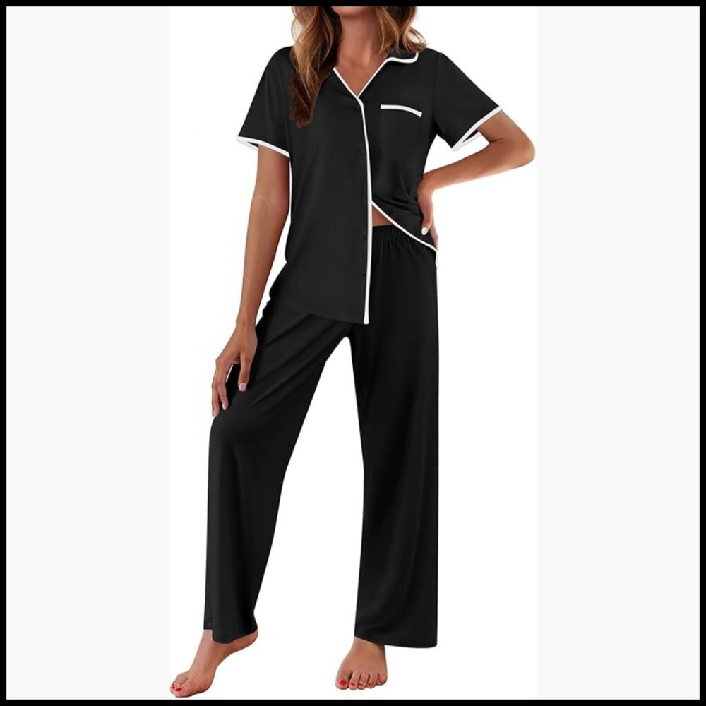 Polyester Blend Button Down Collar Short Sleeve P… - image 1